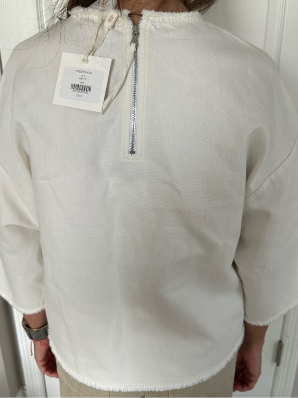 NWT TWP Ex T White Zip-Front Crewneck Top - Picture 7 of 12